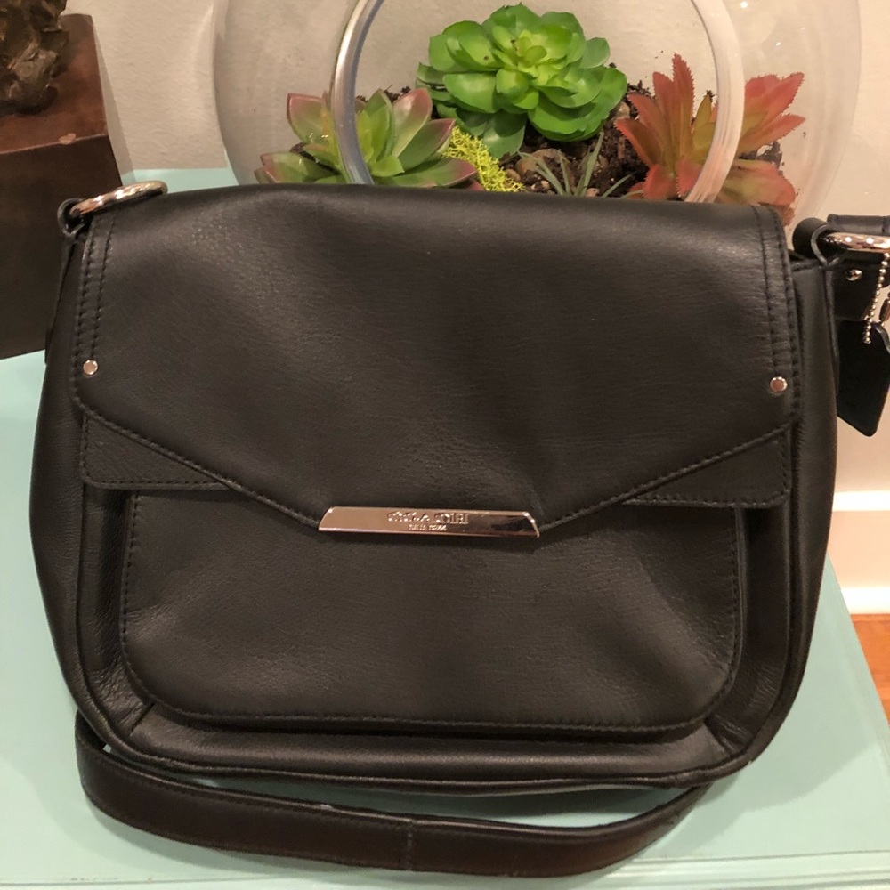 Black Leather Coach Crossbody Purse